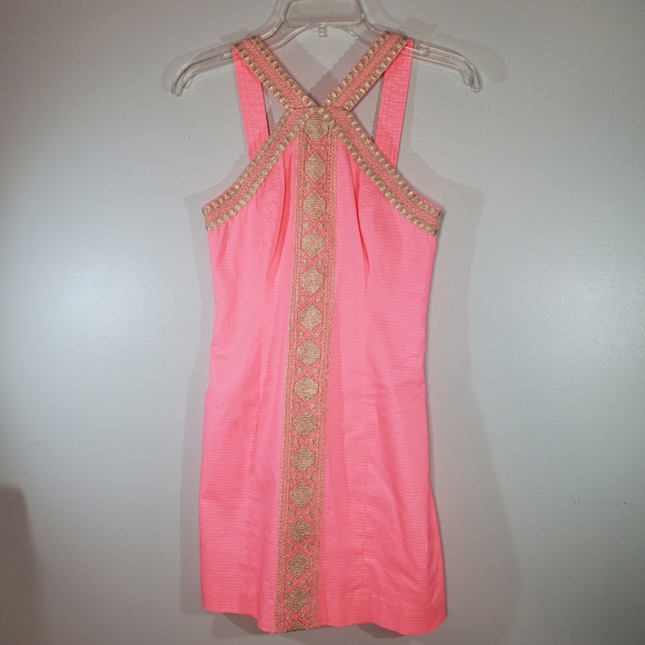 Lilly Pulitzer Coral Pink Vena Stretch Shift Dress 00 - Picture 5 of 14